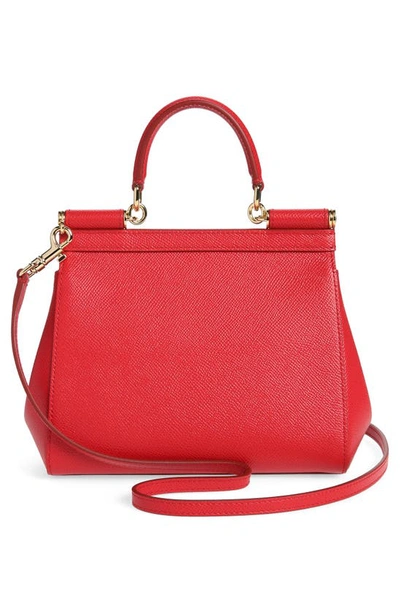 Shop Dolce & Gabbana Small Miss Sicily Leather Satchel In Red