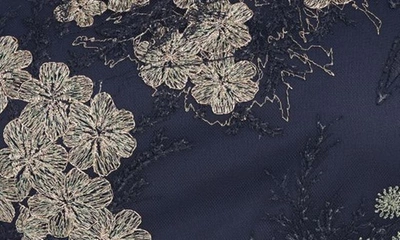 Js Collections Hope Floral Embroidered Flounce Hem Dress In Navy/ Jade