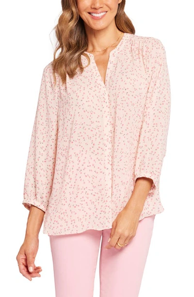 Shop Nydj High-low Crepe Blouse In Sweet Home