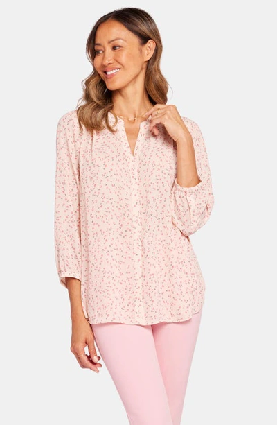 Shop Nydj High-low Crepe Blouse In Sweet Home