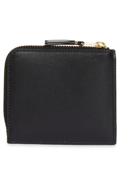 Shop Comme Des Garçons Outside Pocket Two-compartment Half Zip Leather Wallet In Black