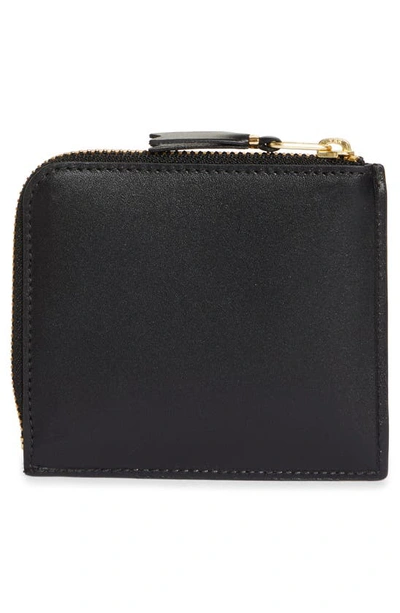 Comme Des Garçons Outside Pocket Two-compartment Half Zip Leather Wallet In Black