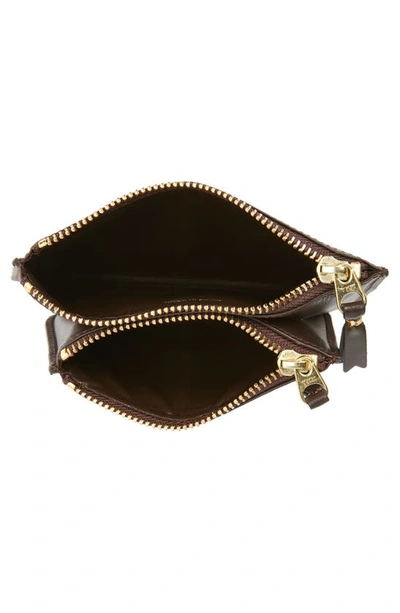 Comme Des Garçons Outside Pocket Two-compartment Leather Wallet In Brown