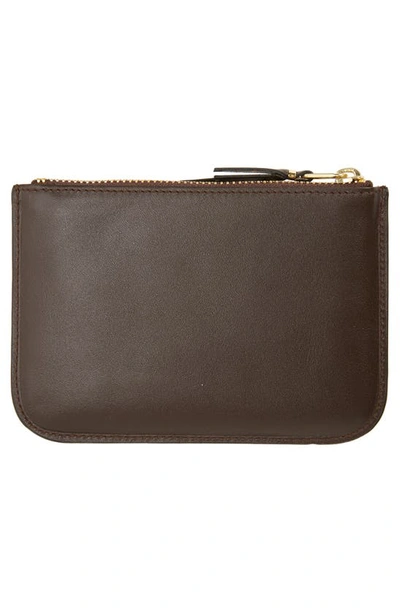 Comme Des Garçons Outside Pocket Two-compartment Leather Wallet In Brown