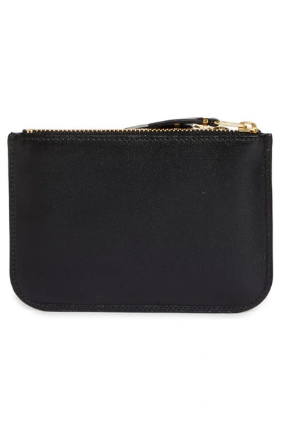 Comme Des Garçons Outside Pocket Two-compartment Leather Wallet In Black