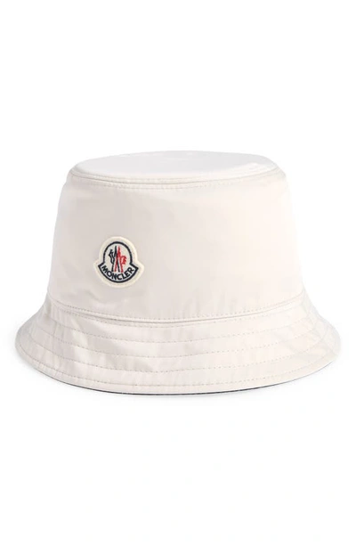Shop Moncler Logo Patch Bucket Hat In Neutral