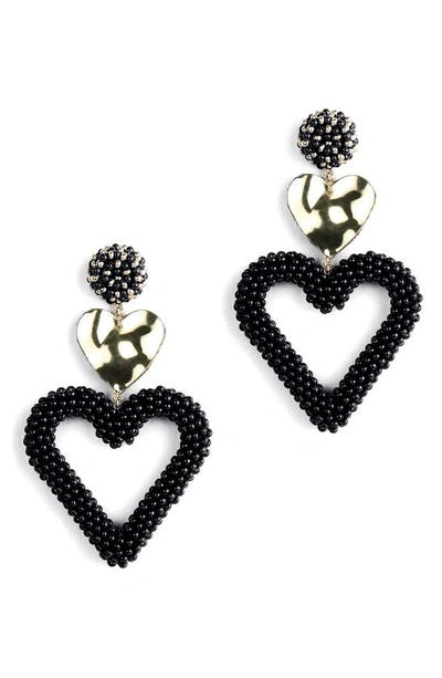 Shop Deepa Gurnani Candi Heart Drop Earrings In Black
