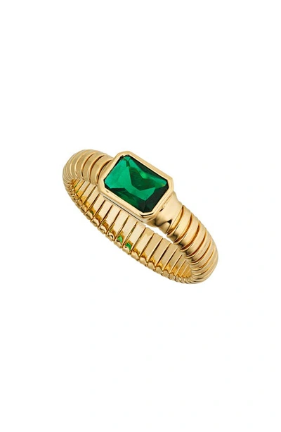 Shop Nadri Omega Flex Ring In Gold With Emerald