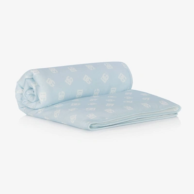 Shop Dolce & Gabbana Blue Cotton Padded Dg Baby Blanket (78cm)