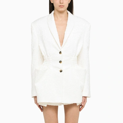 Shop The Mannei White Single-breasted Jacket With Epaulettes