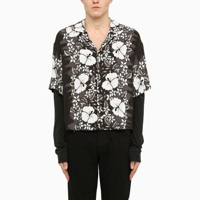 Shop Dsquared2 Floral Print Layered Shirt In Black