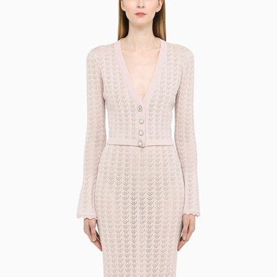 Shop Alessandra Rich Short Pink Perforated Cardigan