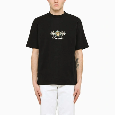 Shop Drôle De Monsieur Black Cotton T-shirt With Logo