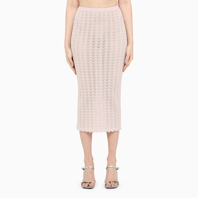 Shop Alessandra Rich | Pink Perforated Pencil Skirt