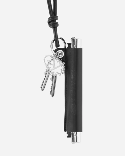 Alyx Debossed-logo Leather Keyring In Black