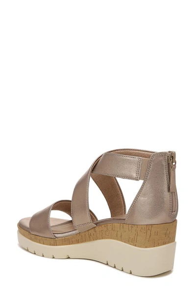 Shop Natural Soul Soul Naturalizer Goodtimes Ankle Strap Wedge Sandal In Warm Silver Synthetic