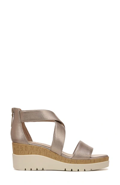 Shop Natural Soul Soul Naturalizer Goodtimes Ankle Strap Wedge Sandal In Warm Silver Synthetic