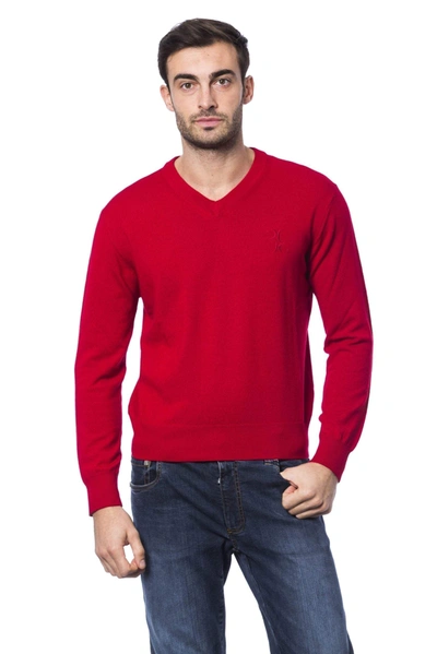 Shop Billionaire Italian Couture Emboidered Crew Neck  Sweater In Red