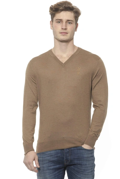 Shop Billionaire Italian Couture V-neck Emboidered  Sweater In Beige
