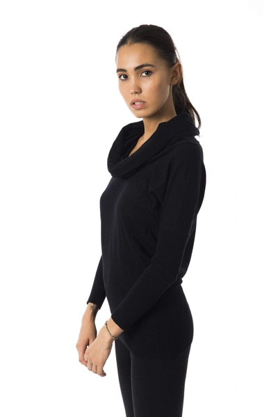 Shop Byblos Open Collar Long Sleeve Sweater In Black