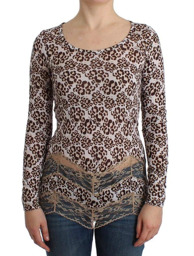 Shop Cavalli Women  Long Sleeve Lace Top In Brown