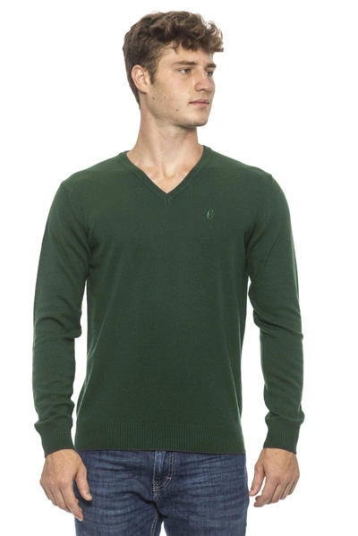 Shop Conte Of Florence V-neck Solid Color Sweater In Green