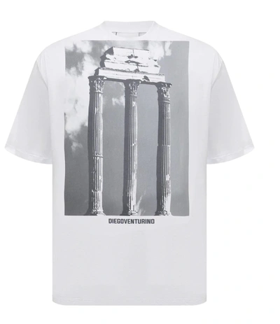 Shop Diego Venturino Cotton Brand Design On Both Sides  T-shirt In White