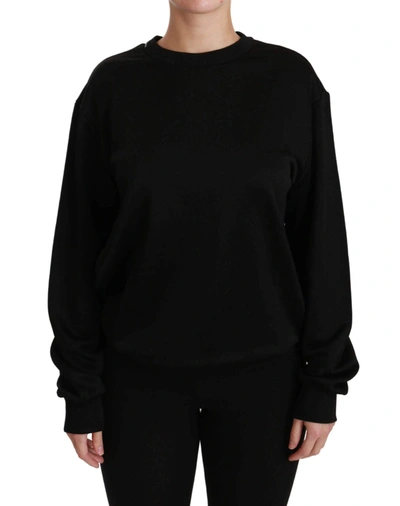 Shop Dolce & Gabbana Black Cotton Crewneck Pullover Sweater