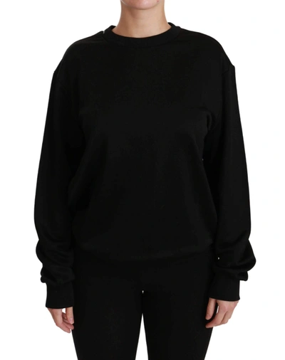 Dolce & Gabbana Black Cotton Crewneck Pullover Sweater In Black