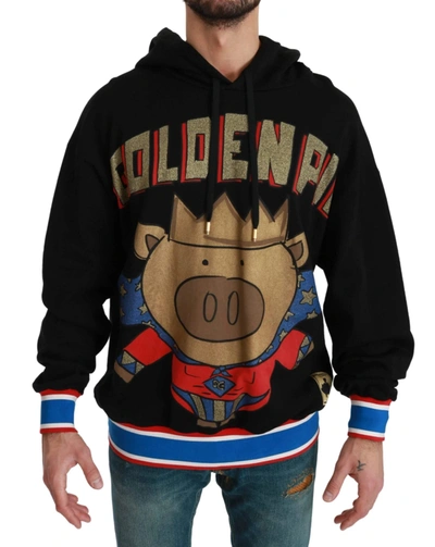 Shop Dolce & Gabbana Black Sweater Pig Of The Year Hooded