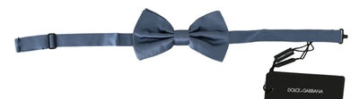 Dolce & Gabbana Blue 100% Silk Adjustable Neck Papillon Bow Tie In Blue