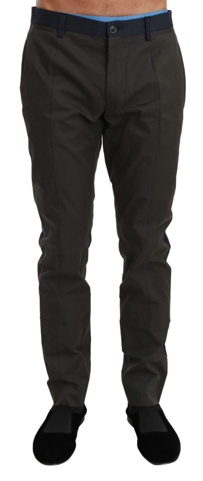 Dolce & Gabbana Elegant Slim Fit Striped Casual Pants In Gray