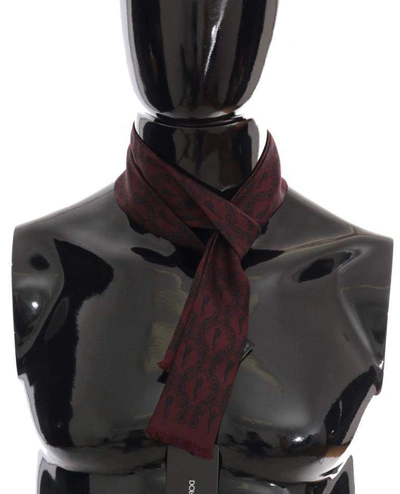 Shop Dolce & Gabbana Bordeaux Silk Crown Chili Scarf