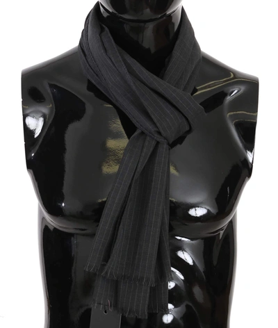 Shop Dolce & Gabbana Gray 100% Wool Striped Pattern Wrap Scarf