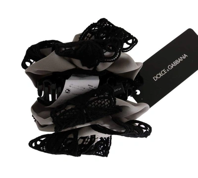 Shop Dolce & Gabbana Gray Silk Black Lace Hair Claw