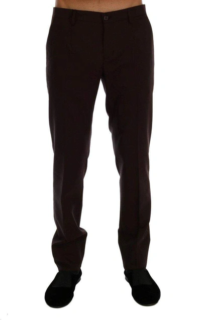 Shop Dolce & Gabbana Purple Wool Stretch Formal Pants