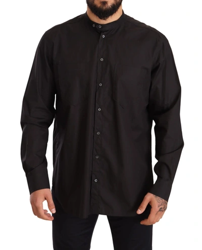 Shop Dolce & Gabbana Black 100% Cotton Formal Dress Top Shirt
