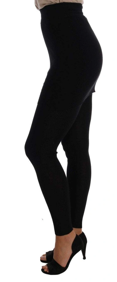 Shop Dolce & Gabbana Black Cashmere Silk Stretch Tights Stockings