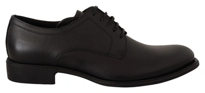 Dolce & Gabbana Black Leather Lace Up Mens Formal Derby Mens Shoes In Black