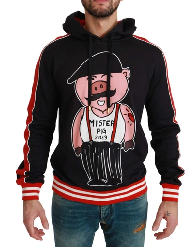 Shop Dolce & Gabbana Black Pig Of The Year Hooded Sweater