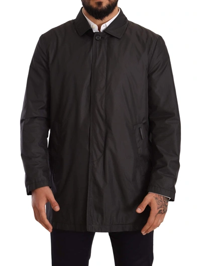 Shop Dolce & Gabbana Black Polyester Mens Trench Coat Jacket
