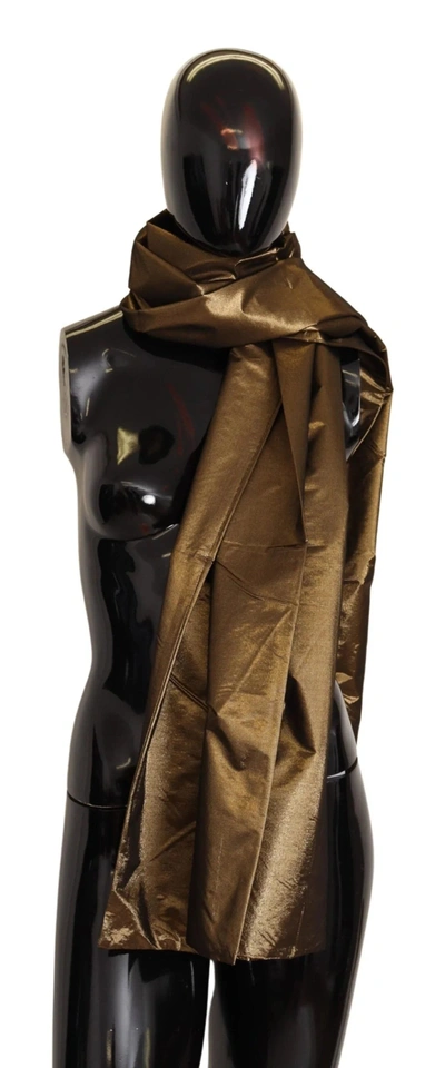 Shop Dolce & Gabbana Gold Blend Shawl Wrap Metallic Bronze Scarf