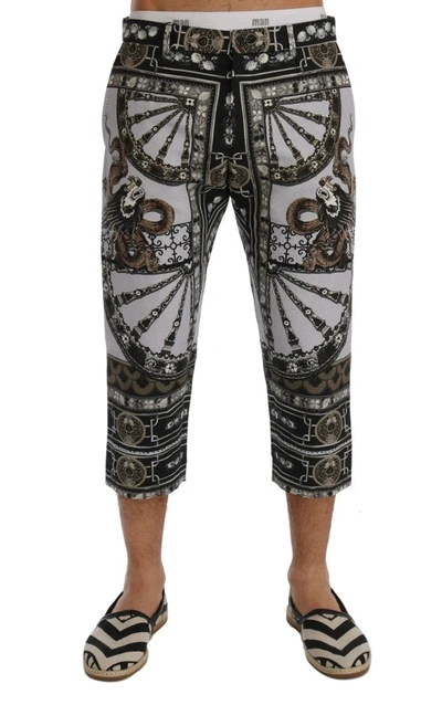 Shop Dolce & Gabbana Multicolor Dragon Print Capri Pants