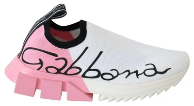 Shop Dolce & Gabbana Pink White Logo Sorrento Sneakers Shoes