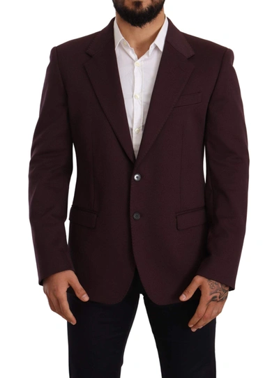 Shop Dolce & Gabbana Purple Cotton Slim Blazer Jacket
