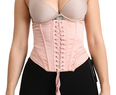 Shop Dolce & Gabbana Silk Pink Corset Belt Stretch Waist Strap Top