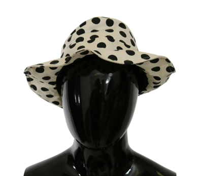 Dolce & Gabbana White 100% Cotton Polka Dot Design Trilby Hat In White