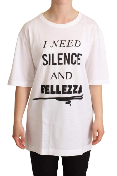 Shop Dolce & Gabbana White Cotton Bellezza Motive Top  T-shirt