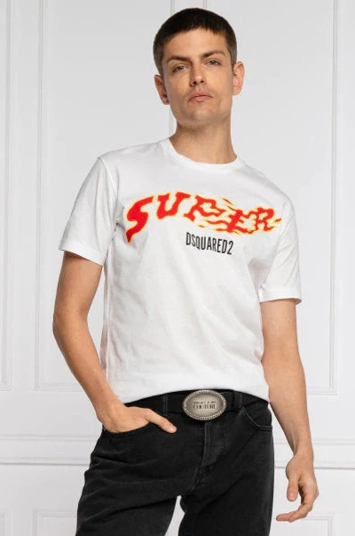 Shop Dsquared² Round Neck Cotton  T-shirt In White