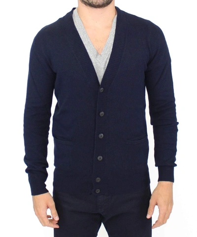 Shop Ermanno Scervino Men  Wool Cashmere  Cardigan Pullover Sweater In Blue